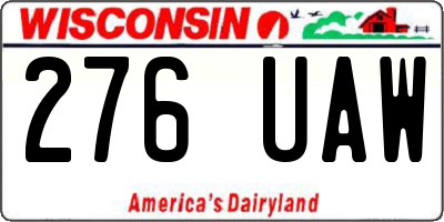WI license plate 276UAW