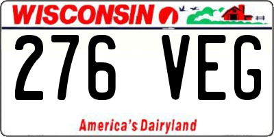 WI license plate 276VEG