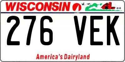 WI license plate 276VEK