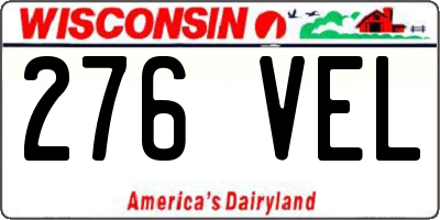 WI license plate 276VEL