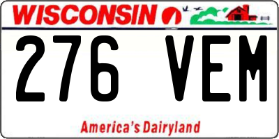WI license plate 276VEM