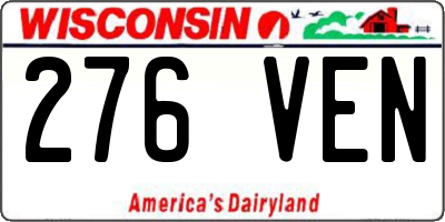 WI license plate 276VEN