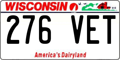 WI license plate 276VET