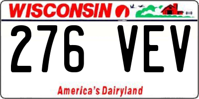 WI license plate 276VEV