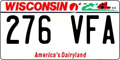WI license plate 276VFA