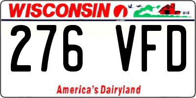 WI license plate 276VFD