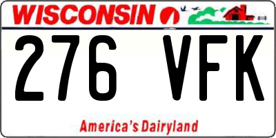 WI license plate 276VFK