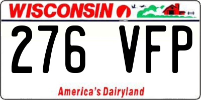WI license plate 276VFP
