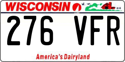 WI license plate 276VFR