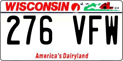 WI license plate 276VFW