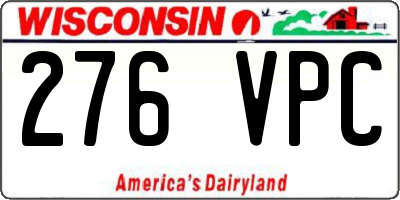 WI license plate 276VPC