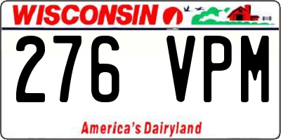 WI license plate 276VPM