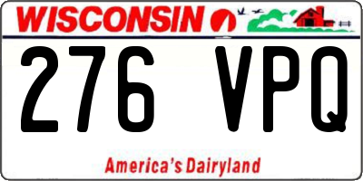 WI license plate 276VPQ