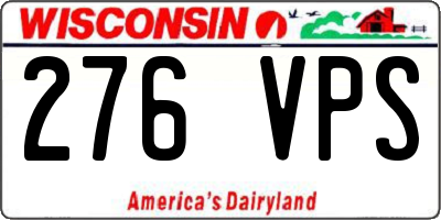 WI license plate 276VPS