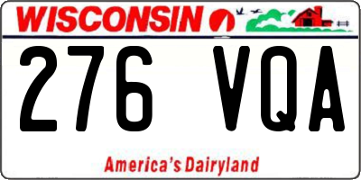 WI license plate 276VQA