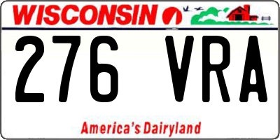 WI license plate 276VRA