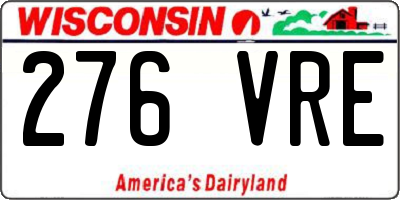 WI license plate 276VRE