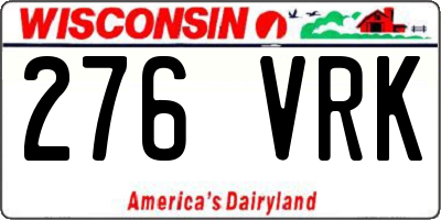 WI license plate 276VRK