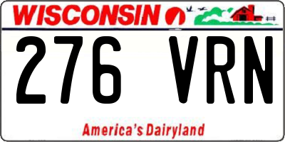 WI license plate 276VRN