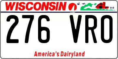 WI license plate 276VRO