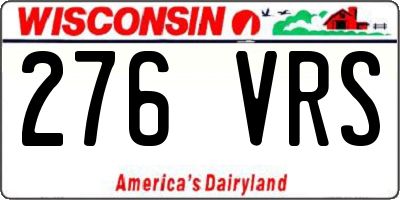 WI license plate 276VRS