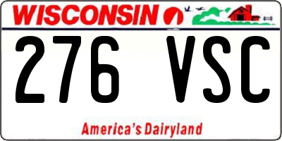 WI license plate 276VSC