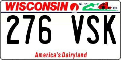 WI license plate 276VSK