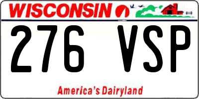 WI license plate 276VSP