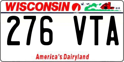 WI license plate 276VTA