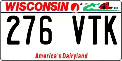 WI license plate 276VTK