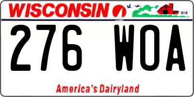 WI license plate 276WOA