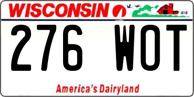 WI license plate 276WOT