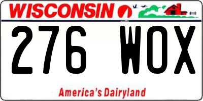 WI license plate 276WOX