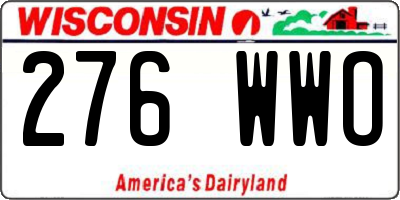 WI license plate 276WWO