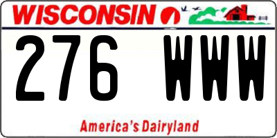 WI license plate 276WWW