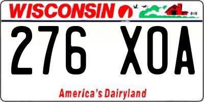 WI license plate 276XOA