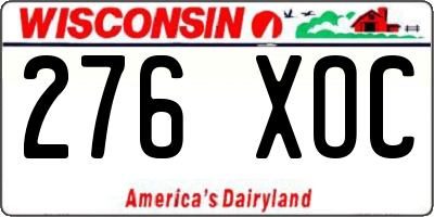 WI license plate 276XOC