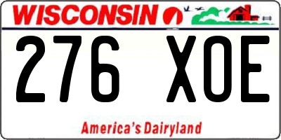 WI license plate 276XOE