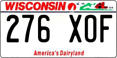 WI license plate 276XOF