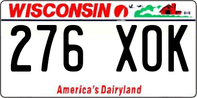WI license plate 276XOK