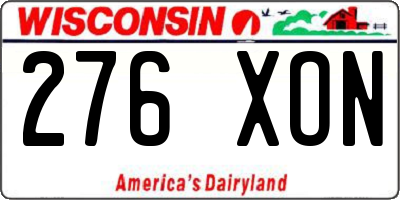 WI license plate 276XON