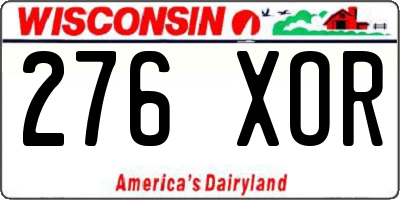 WI license plate 276XOR