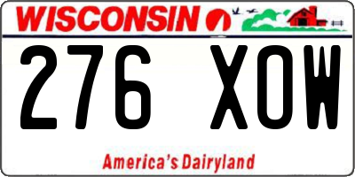 WI license plate 276XOW