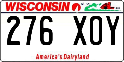 WI license plate 276XOY