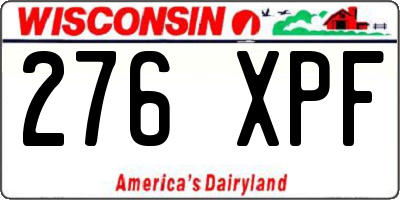 WI license plate 276XPF