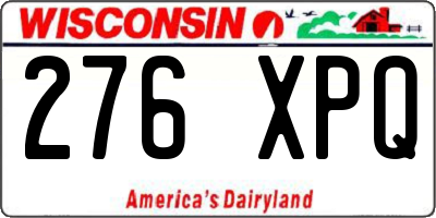 WI license plate 276XPQ