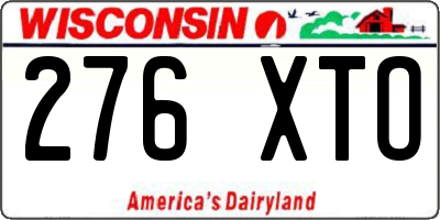 WI license plate 276XTO