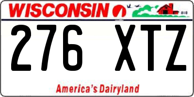 WI license plate 276XTZ