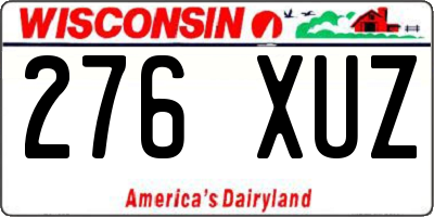 WI license plate 276XUZ