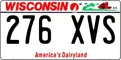 WI license plate 276XVS